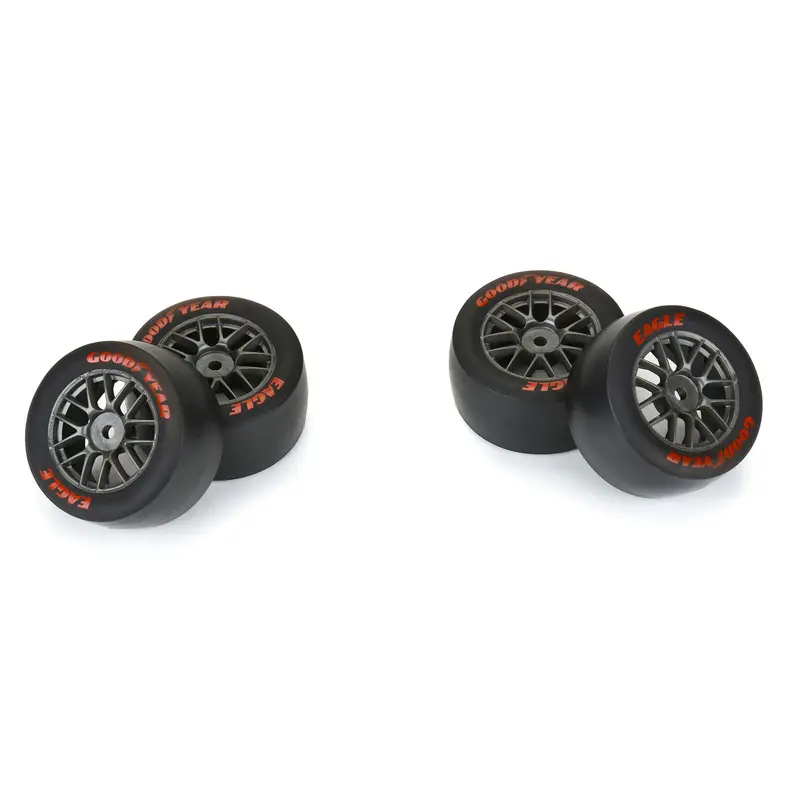 1/12 Goodyear Eagle Option Tire F/R Mtd Gray Wheels (4): Losi Nascar Grom, Pro1030410 1