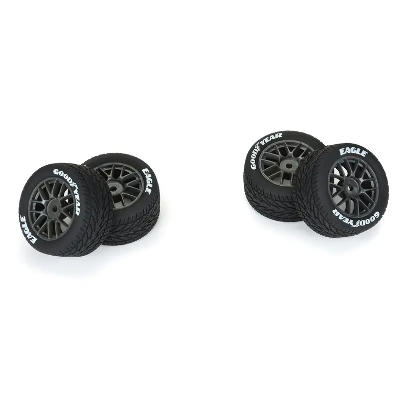 1/12 Goodyear Eagle Wet Tire F/R Mtd Gray Wheels (4): Losi Nascar Grom, Pro1028310 1