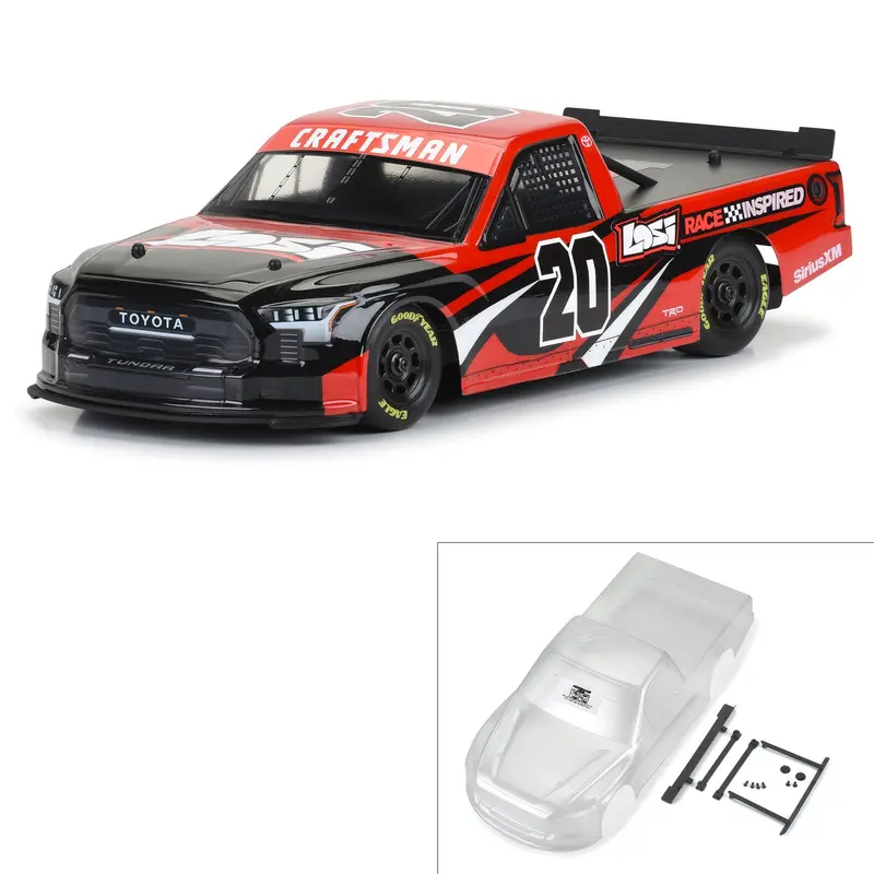 1/12 Pre-Cut 2024 Toyota Tundra Truck Clear Body: Losi Nascar Grom, Pro365500 1