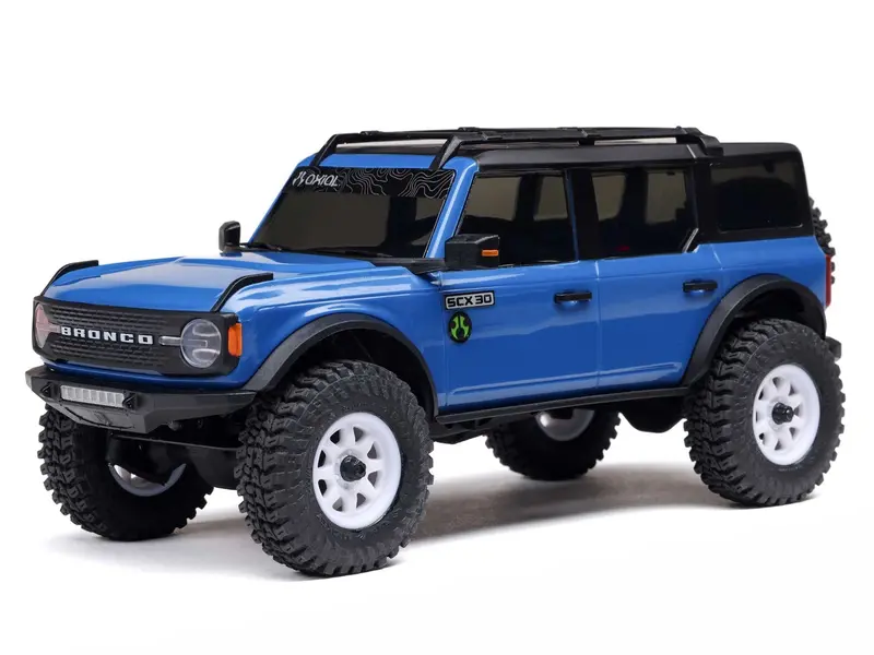 1/30 Scx30 Ford Bronco 4X4 Rtr Rock Crawler Blue 1