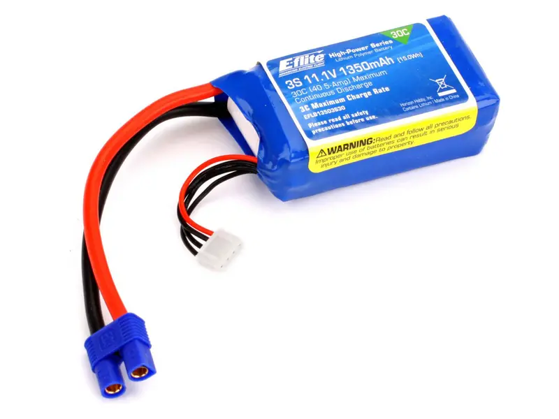 1350Mah 3S 11.1V 30C Lipo, 13Awg Ec3 1