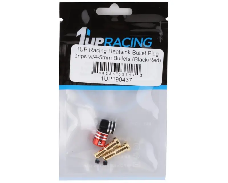 1Up Racing Heatsink Bullet Plug Grips W/4-5Mm Bullets (Black/Red), 1Up190437 2