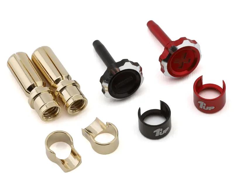 1Up Racing "Lockdown" Adjustable Bullet Plug Grips W/5Mm Bullets (Red/Black), 1Up190455 1