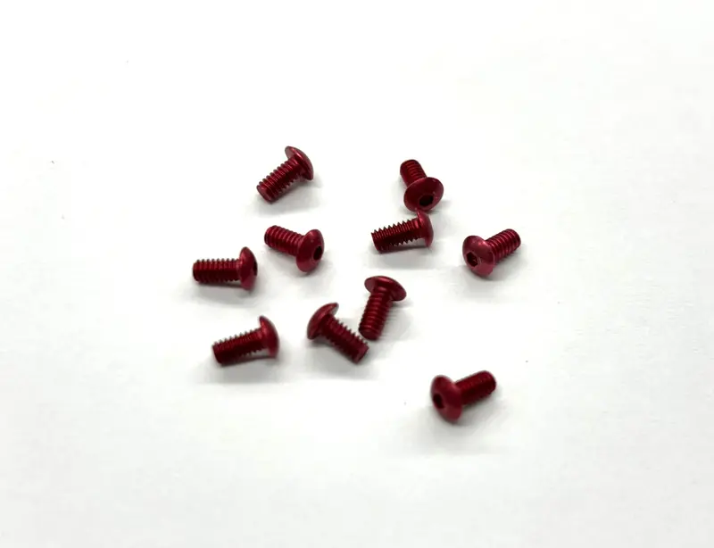2-56 X 3/16 Button Head Socket Screws (Red Aluminum) Set Of 10, Vrc-1005 1