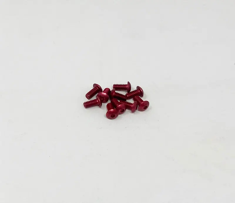 2-56 X 3/16 Button Head Socket Screws (Red Aluminum) Set Of 10, Vrc-32456 1