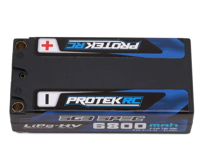 2S 150C Low Ir Sg3 Hv Shorty Lipo Battery (7.6V/6800Mah) W/5Mm Connectors (Roar Approved), Ptk-5114-26 1