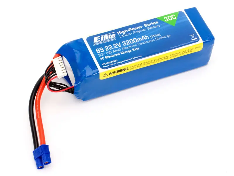 3200Mah 6S 22.2V 30C Lipo, 12Awg Ec3 1