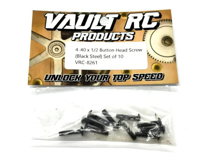 4-40 X 1/2 Button Head Screw (Black Steel) Set Of 10, Vrc-32590 2