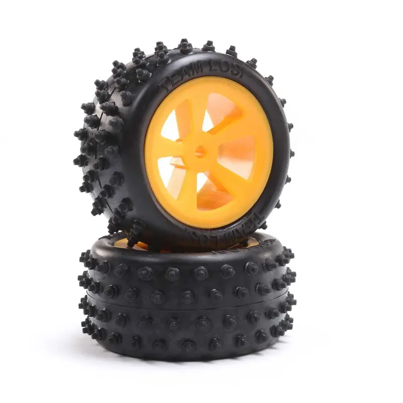 4 Row Rear Tires, Mounted, Orange (2): Mini Jrx2 1