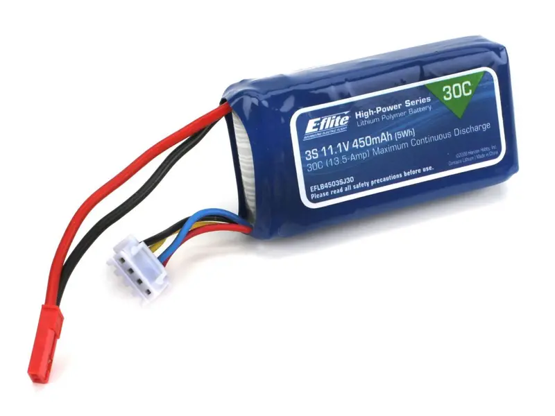 450Mah 3S 11.1V 30C Lipo, 18Awg Jst 1
