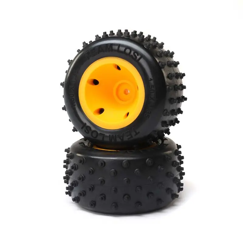 6 Row Rear Tires, Mounted, Orange(2): Mini Jrxt 1