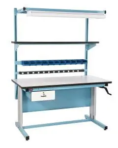 60" X 30" Hand-Crank, Height Adjustable Esd Workbench (Bib16) 1