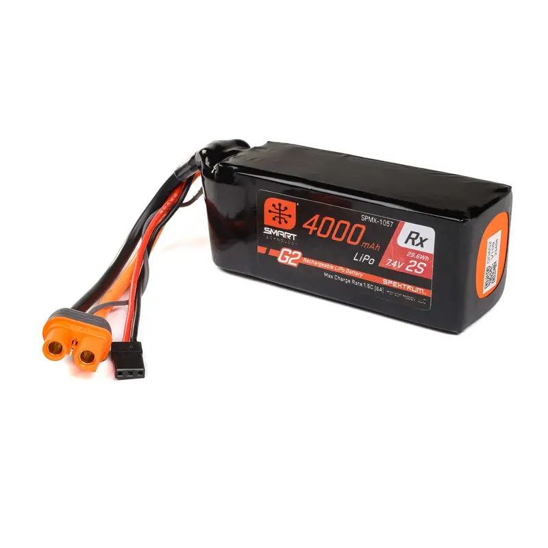 7.4V 4000Mah 2S 15C Smart G2 Receiver Lipo Battery: Ic3 1