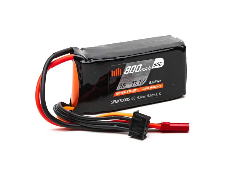 800Mah 3S 11.1V 50C Lipo, 18Awg Jst 1