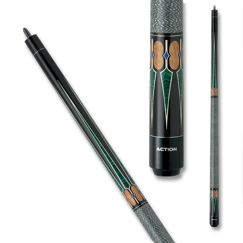 Action Exotic Pool Cue Act131 Linen Wrap Black Brown And Green 13Mm 19Oz 1