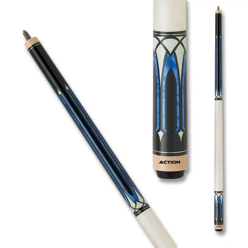 Action Exotic Pool Cue Act136 Linen Wrap White And Blue 13Mm 19Oz 1
