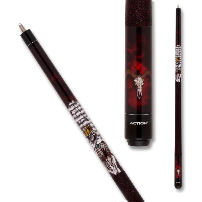Action King Skeleton Pool Cue Adv121 Wrap Black And Red 13Mm 19 Oz 1