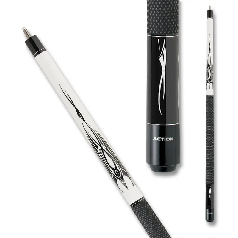 Action Pool Cue Bw02 Tec-Relon Wrap Black And White 13Mm 19Oz 1