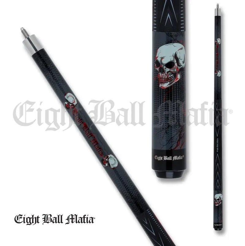Action Pool Cue Ebm24 Sport Skull Wrap Grey And Black And Red 13Mm 19Oz 1