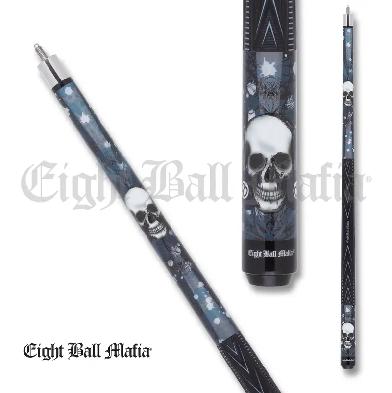 Action Pool Cue Ebm25 Sport Skull Wrap Grey And Blue 13Mm 19Oz 1