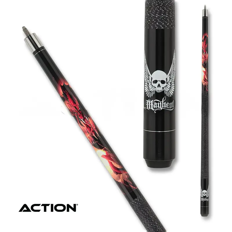Action Pool Cue May10 Fire Dragon Wrap Black And Red 13Mm 19Oz 1
