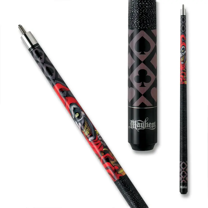 Action Pool Cue May22 Wrap Joker And Aces Black And Red 13Mm 19Oz 1