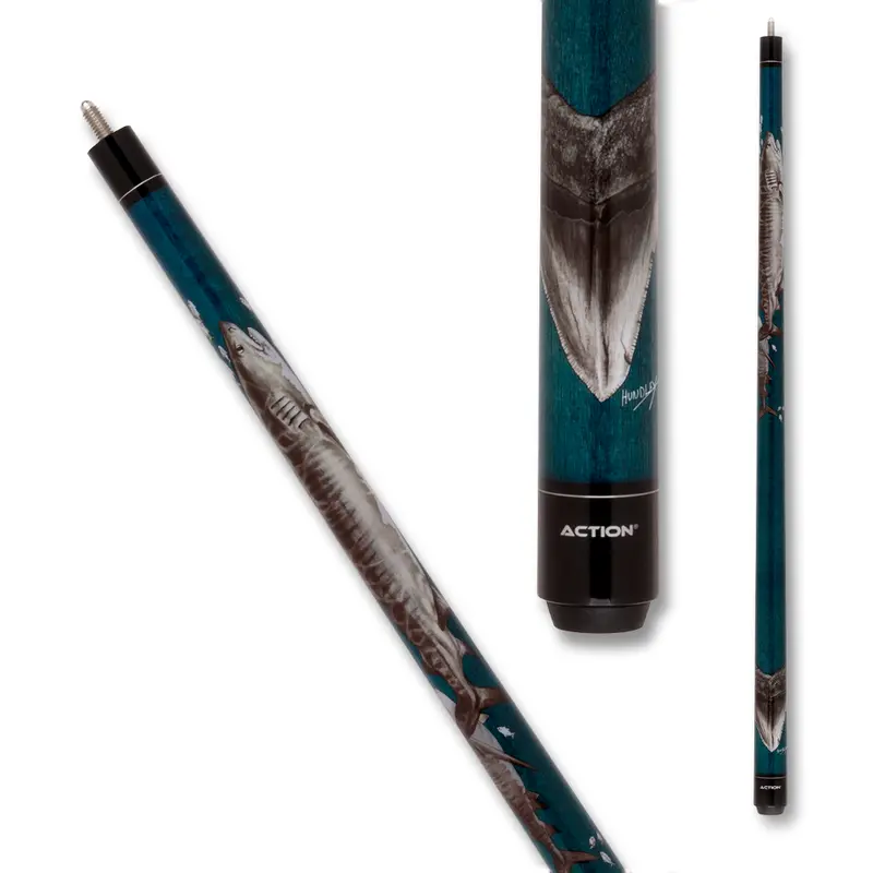 Action Sharks Pool Cue Adv123 No Wrap Teal And Grey 13Mm 19 Oz 1