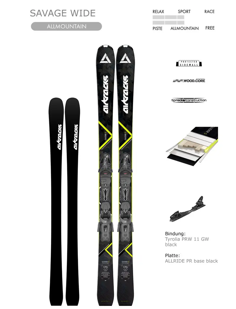 Alpin Ski Allmountain Freeride Savage Rocker Wide + Ski Bindung Tyrolia Pr 11 Gw + Ski Tasche 1