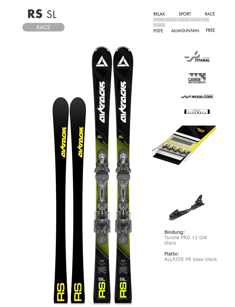 Alpin Ski Master Pro Rs Sl Race Carver Slalom Ski + Ski Bindung Tyrolia Prw 12 Gw + Ski Tasche 1
