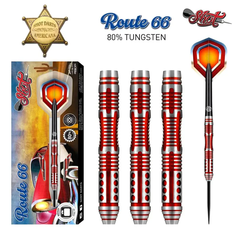 Americana Route 66 Steel Tip Dart Set-80% Tungsten Barrels 1