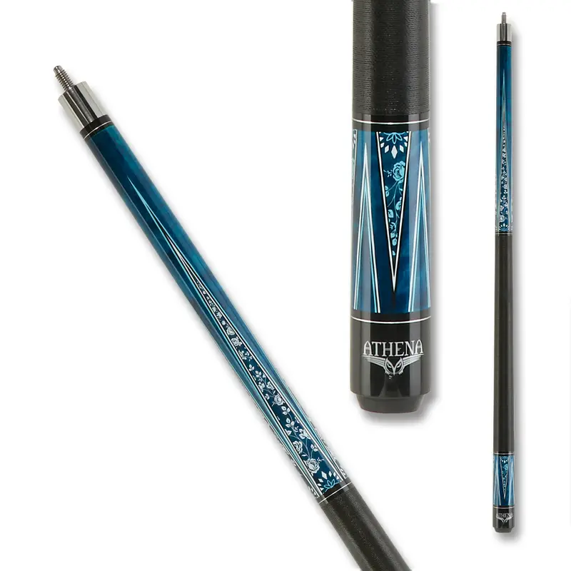 Athena Pool Cue Ath49 Roses Design Linen Wrap Teal And White 12.5Mm 19Oz 1