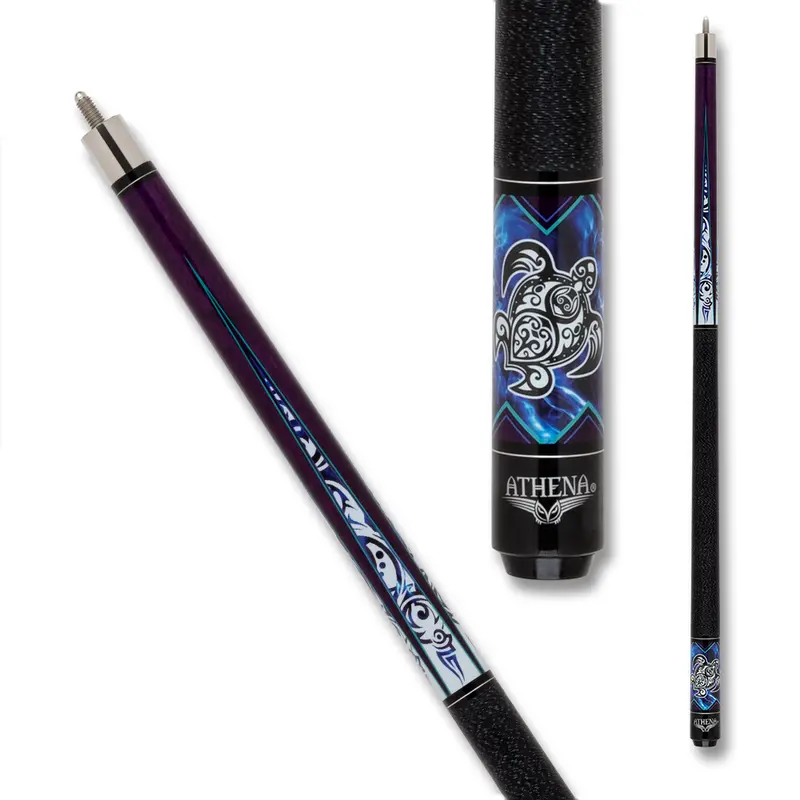 Athena Pool Cue Ath54 Turtle Tribal Wrap Purple And White 12.5Mm 19Oz 1