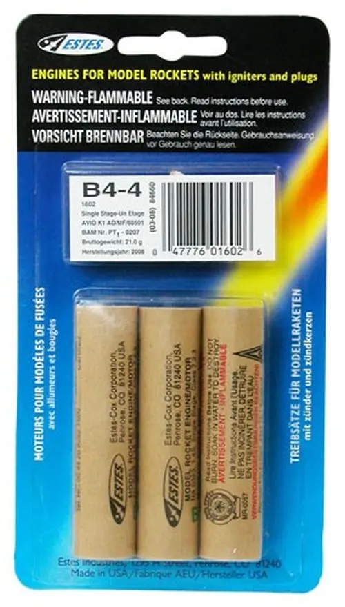 B4-4 Model Rocket Engines (3Pk) – Est-1602 1