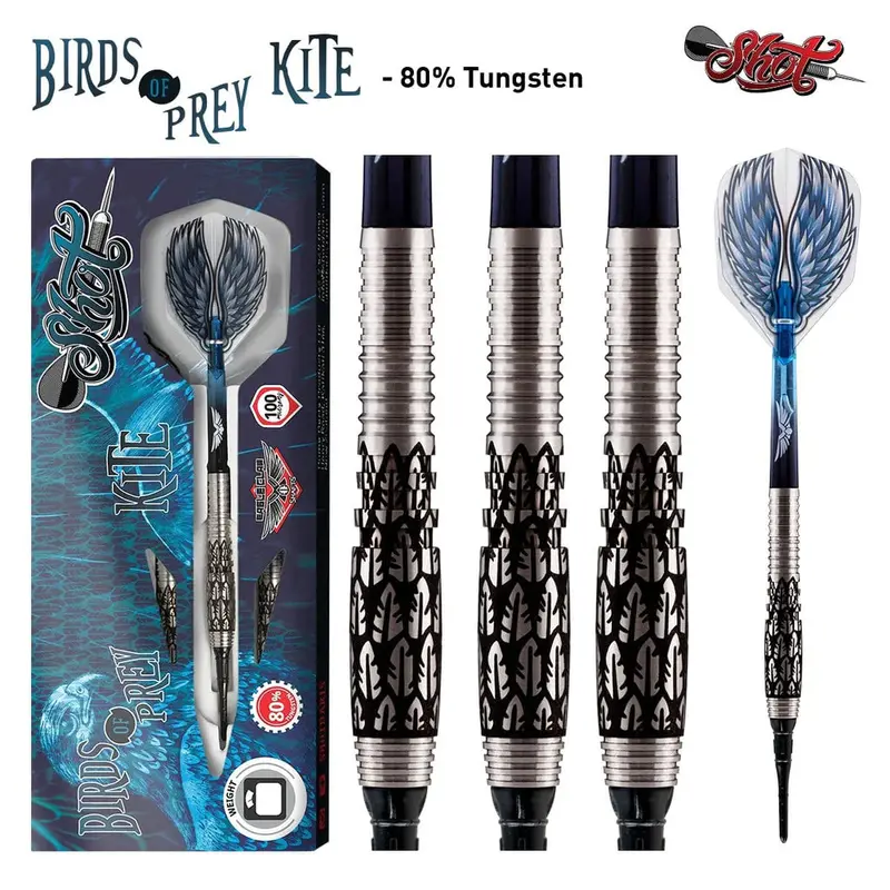Birds Of Prey Kite Soft Tip Dart Set-80% Tungsten Barrels 1