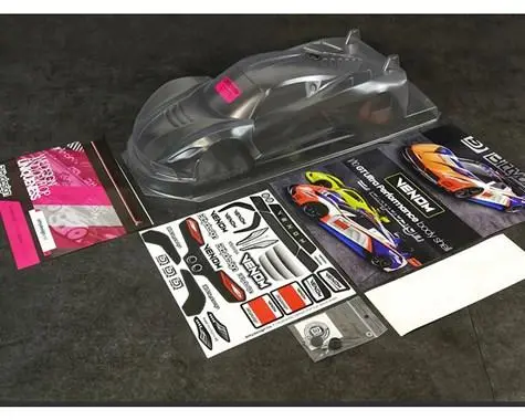 Bitty Design Venom 190Mm 1/10 Gt Body, Clear, Bdgt-190Vnm 1