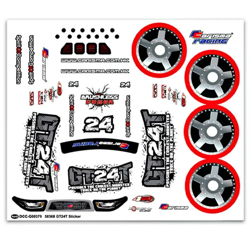 Carisma 1/24 Gt24t Monster Truck Decal Sheet, Cis15716 1