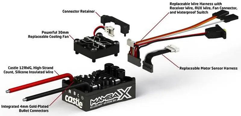 Castle Creations Mamba X 25.2V Waterproof Esc & 2280Kv Motor Combo, 010-0155-09 2