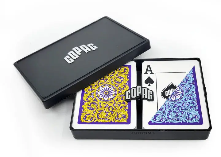 Copag Neoteric Plastic Poker Cards Double Deck Set Jumbo 1546 Violet And Blue And Yellow 1