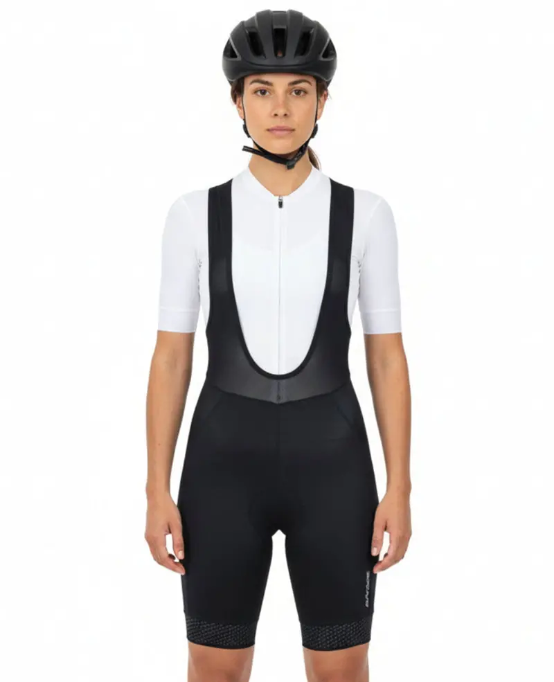 Damen Fahrradhose Kurz Radhose Mit Trägern Trägerhose Pro Line Schwarz 1