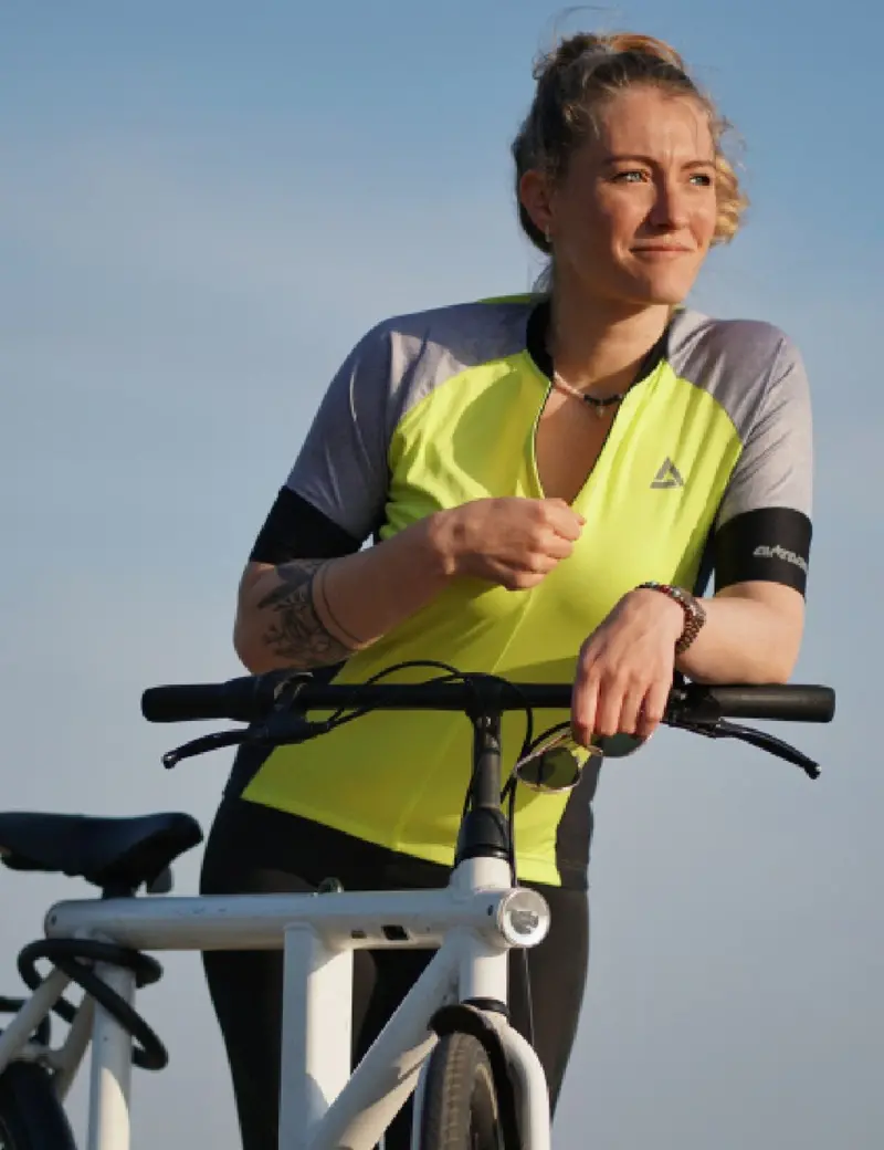 Damen Fahrradtrikot Kurzarm Radtrikot Pro Line Neon 1
