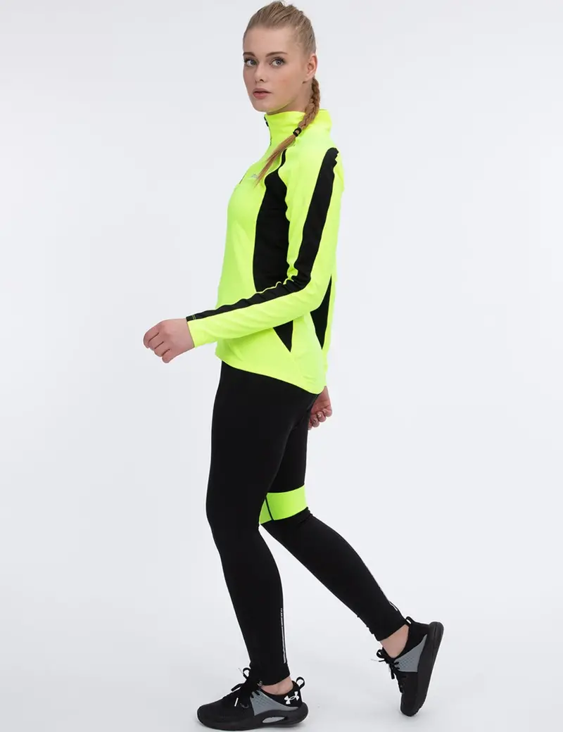 Damen Thermo Fahrradhose Lang Schwarz-Neon 1