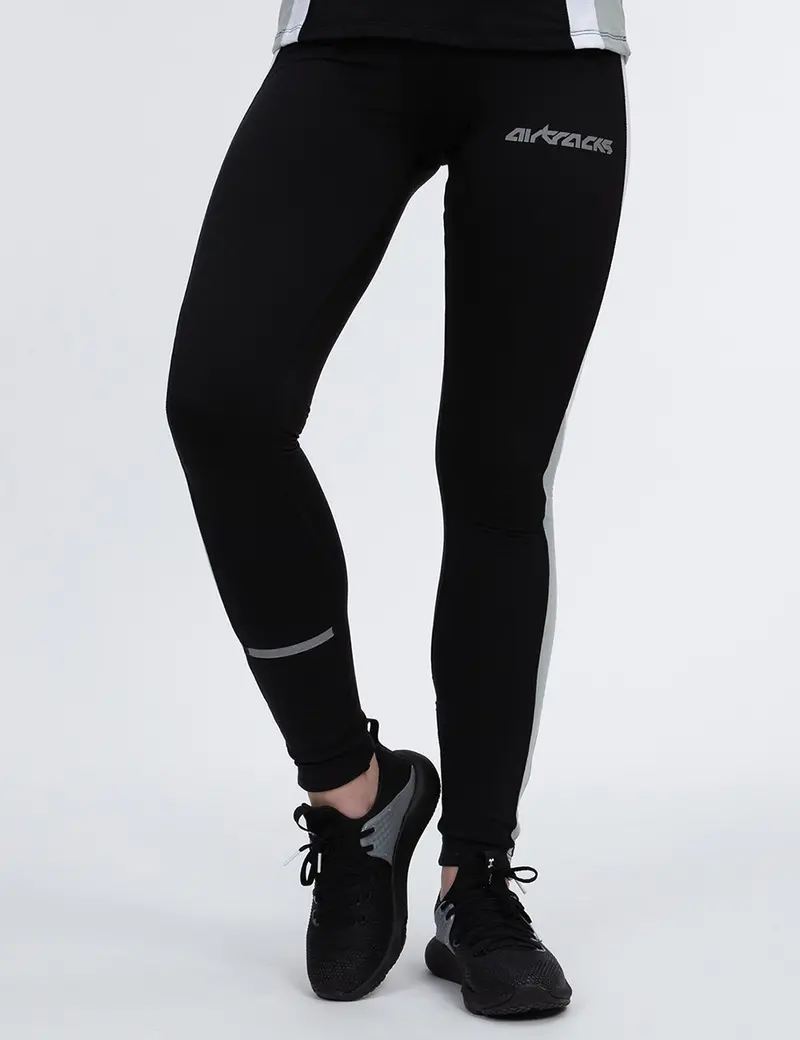 Damen Thermo Laufhose Tight Lang Schwarz 3