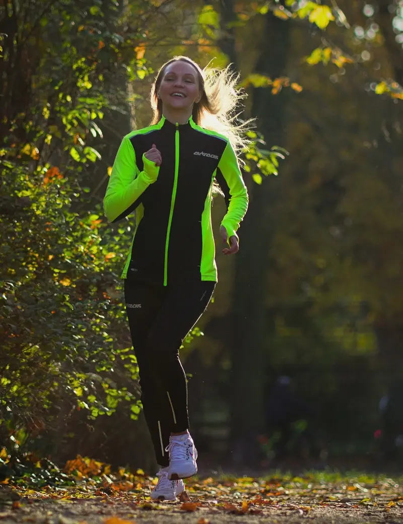 Damen Thermolaufset Pro Line Laufshirt Langarm + Laufhose Lang Schwarz Neon 1