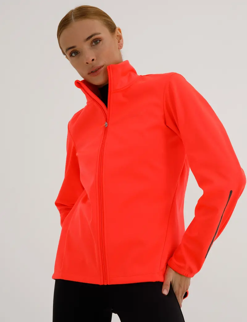 Damen Winter Fahrradjacke-Laufjacke Softshell Thermojacke Aktive Comfort Line Rot Neon 1