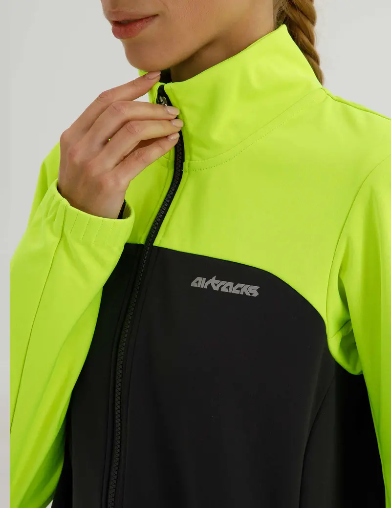 Damen Winter Fahrradjacke Softshell Thermoradjacke Advance Line Grau Neon 4