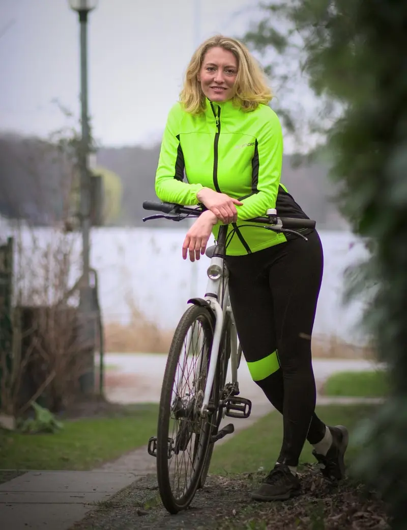 Damen Winter Thermo Radtrikot Set Fahrradjacke Pro Line Ii + Thermo Fahrradhose Lang Neon 1