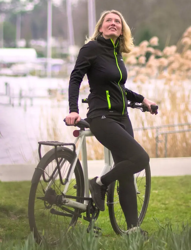 Damen Winter Thermo Radtrikot Set Fahrradjacke Pro Line Ii + Thermo Fahrradhose Lang Schwarz Neon 1