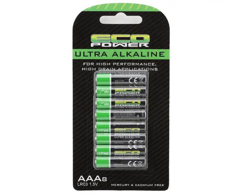 Ecopower Ultra Alkaline Aaa Batteries (8) (Mercury & Cadmium Free), Ecp-5060 1