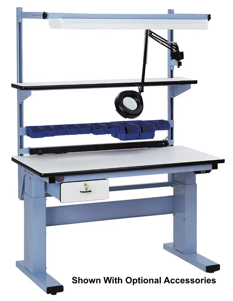 Electric Height Adjust Base Bench With 1.75" Solid Maple Surface 3