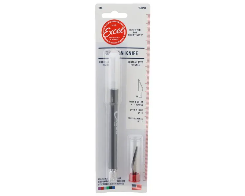 Excel K18 Cushion Grip Hobby Knife W/(5) #11 Double Honed Blades (Black), Exl19018 1